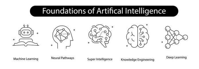 Foundations of Artifical Intelligence Vector Icon Design, Machine Learning, Artifical Intelligence, Neural Pathways, Super Intelligence, Knowledge Engineering, Deep Learning
