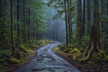 Obraz premium Misty Forest Road (3)