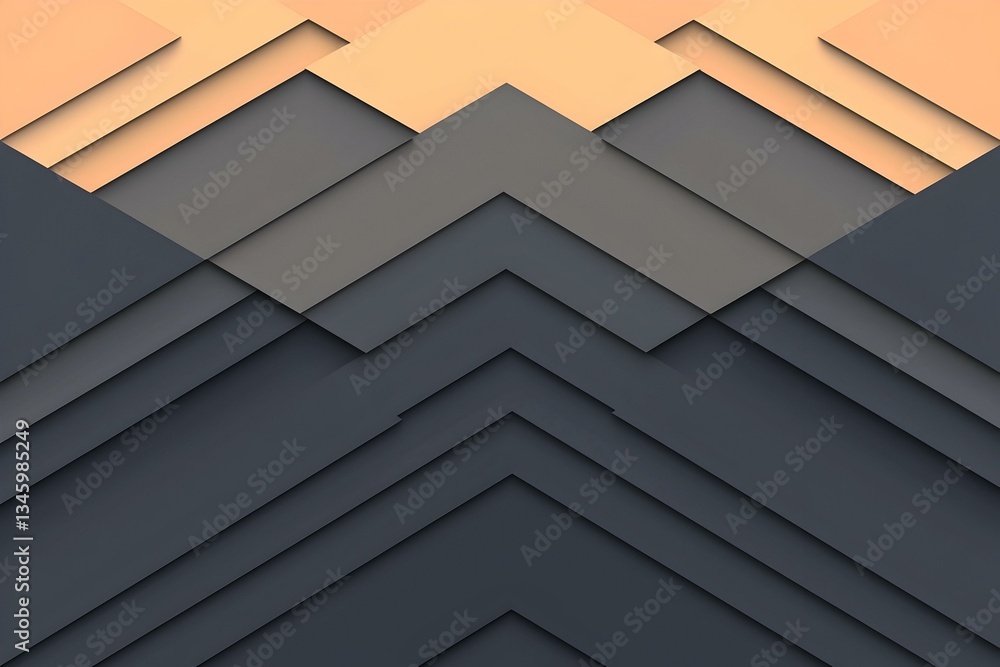 Poster abstract geometric pattern with overlapping gray and peach shapes creating a visually appealing chev