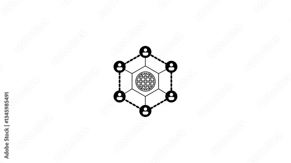 Poster network of connections with digital icons animation, showing digital interface connections and commu