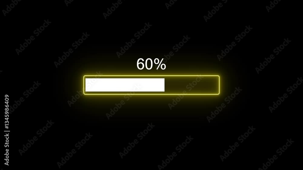 Poster hi-tech loading screen with a radial circular progress bar, counting from 0 to 100 with a digital an