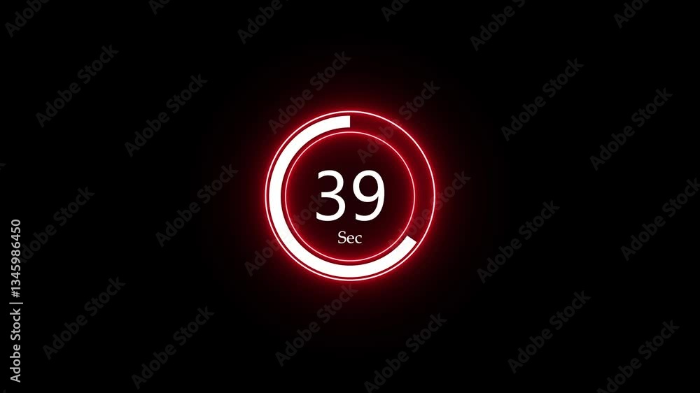 Poster countdown loading bar or timer. 60-second countdown timer with a double circle design, animated oran