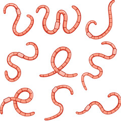 worm set cartoon vector illustration