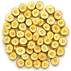 Fototapeta premium Heap of sweet banana slices isolated on white background