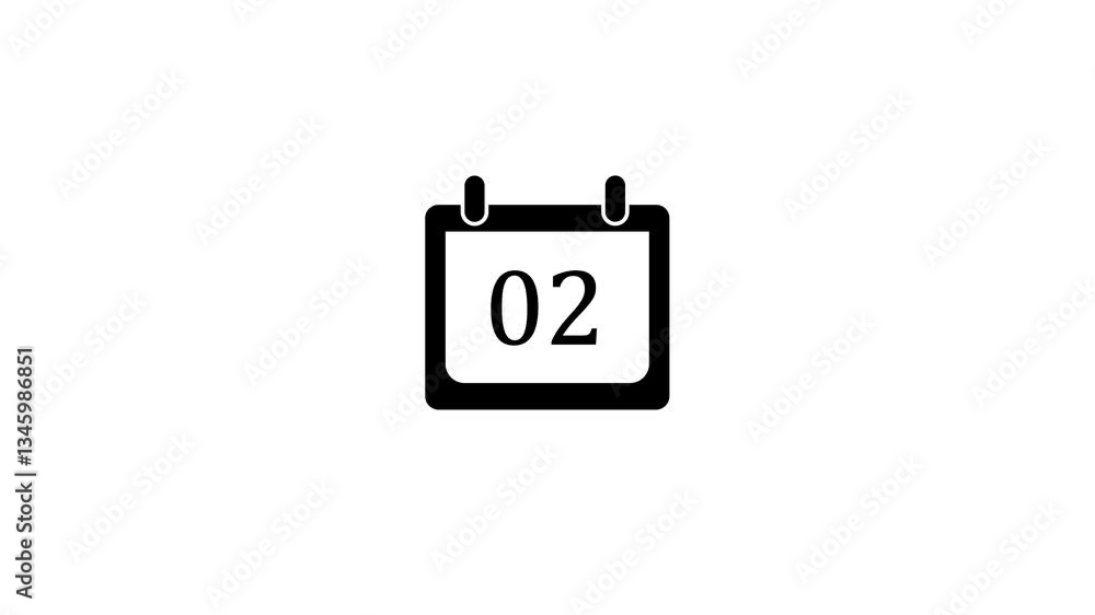 Poster animated 02-date calendar icon with transparent background. simple flat calendar icon in motion grap
