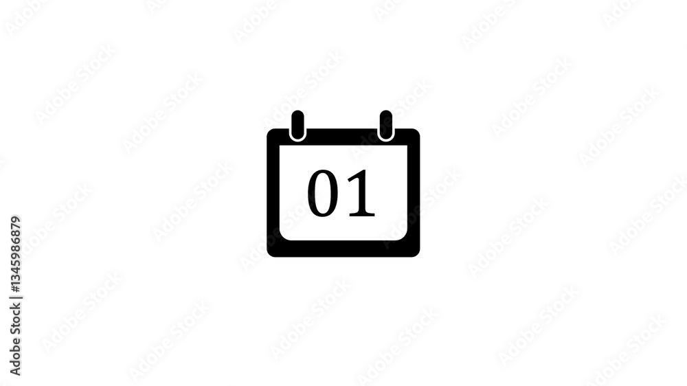 Poster animated flat 01-date calendar icon with transparent background. motion graphic calendar design for 