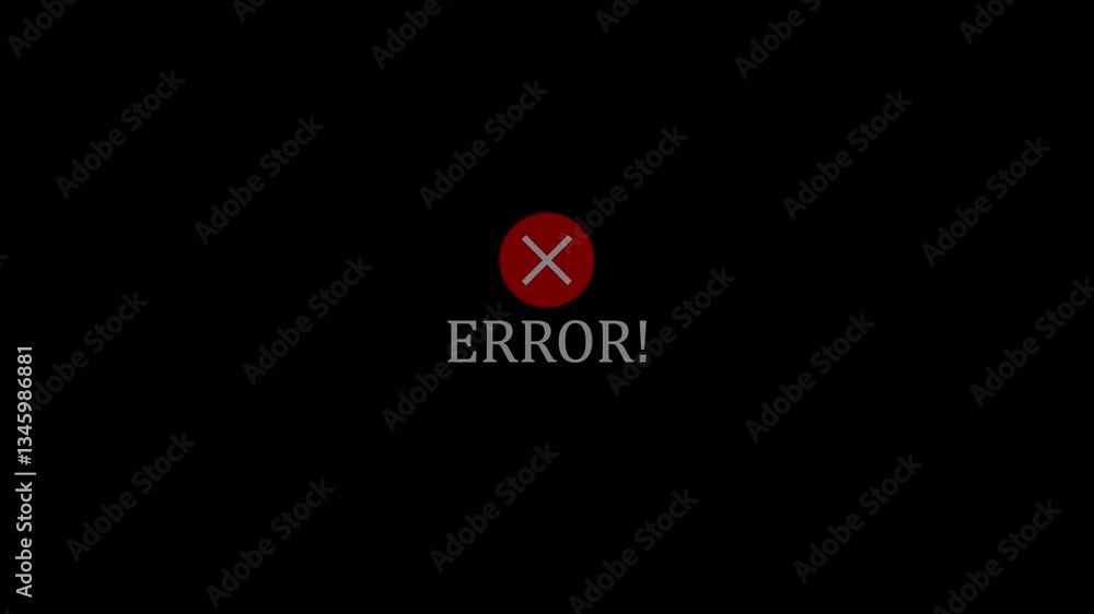 Aufkleber system error message animation with flashing error sign on black background. animated error notifica