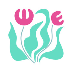 unique abstract square flowers cartoon vector illustration