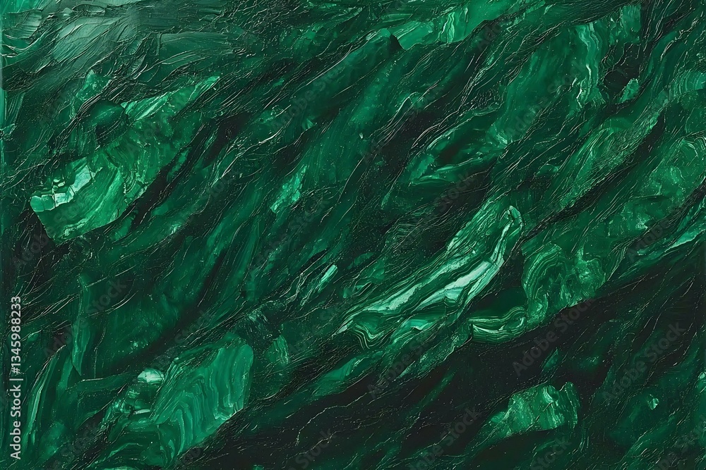 Poster abstract green painting texture. emerald green color palette. swirls and strokes create a deep, luxu