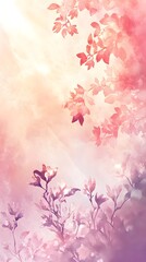 Pink watercolor flowers and leaves creating a delicate and romantic atmosphere