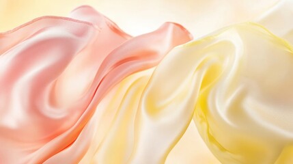 Dreamy Silk Fabric Waves In Pastel Pink And Yellow