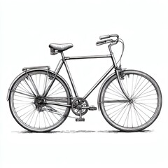A bicycle with a black seat and white handlebars