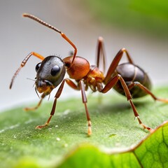 red ant on leaf