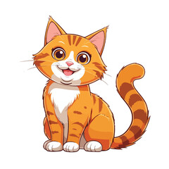 Obraz premium Cute orange cartoon kitten vector illustration of a happy feline pet