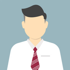 Minimalist businessman icon with tie isolated on background. Concept for business poster design, and user profile. Vector illustration graphic design