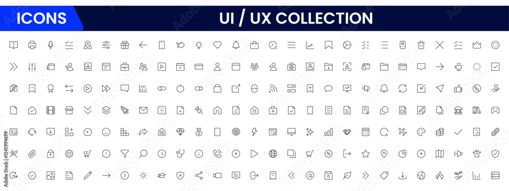 Poster it is a big collection of minimalist and simple ux ui web icons. vector illustrator. suitable for we