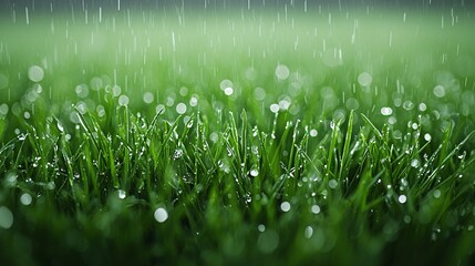 Morning dew on fresh green grass, symbolizing the freshness of a new start