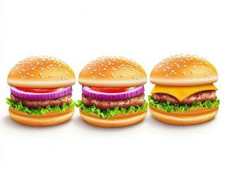 Set of cartoon fast food colorful isolated on a white background