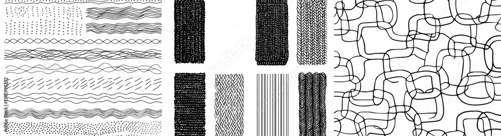 Poster Design a pattern of heavy metal chain links that form a continuous, ornate line border against a plain white background