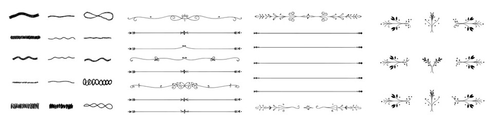 Page dividers with calligraphic designs and modern flourishes for decoration, including vignettes