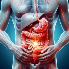 Human stomach cancer in digestive system, gastrointestinal disease, medical concept