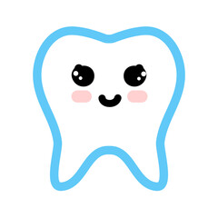 Illustration of a cheerful tooth with rosy cheeks and a happy expression simple design used for dental care themes