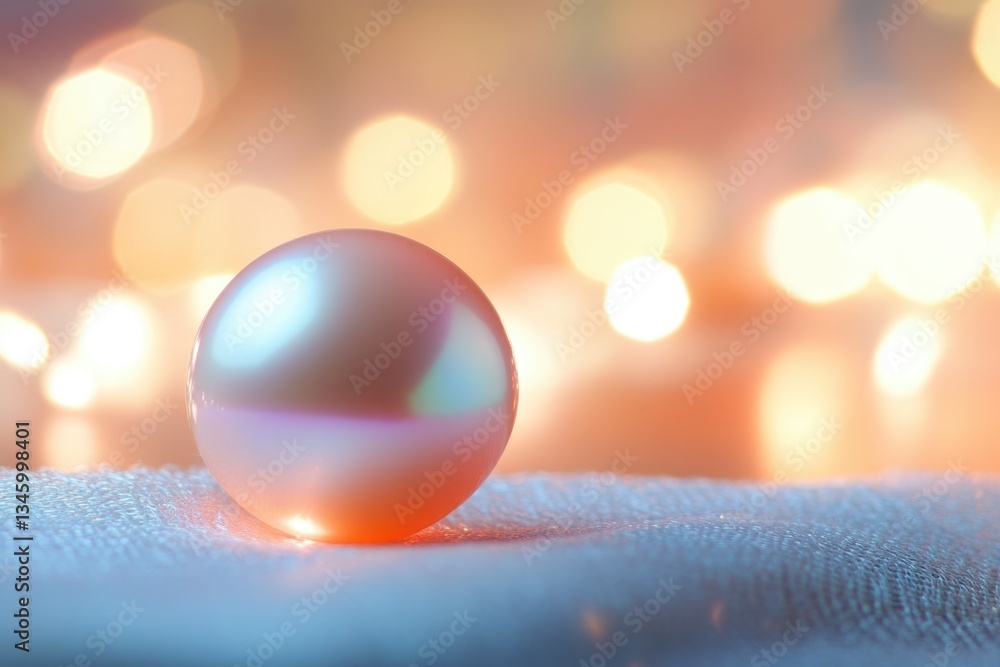 Poster a single shiny ball resting on a clean white cloth, ideal for use in still life photography or as a 