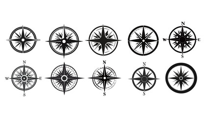 Compass Black Silhouette Vector on White Background – Simple and Elegant Design