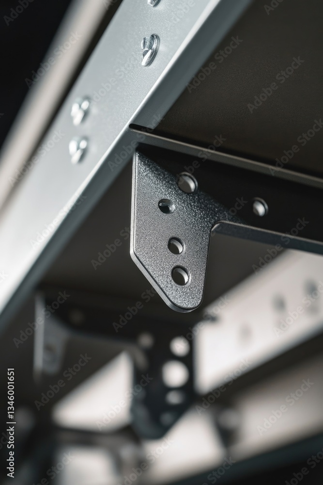 Fototapete close-up shot of a metal shelf with various buttons and controls
