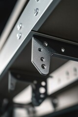 Obraz premium Close-up shot of a metal shelf with various buttons and controls