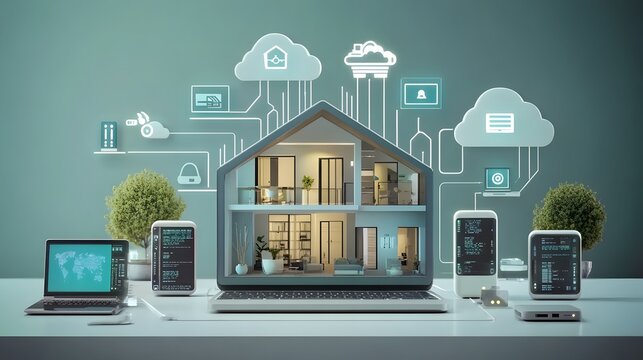 Smart home automation system controlling modern house via laptop and mobile devices