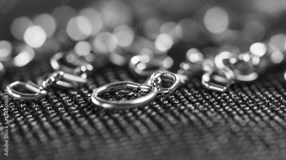 Poster A close-up view of stacked rings in black and white, perfect for use as an abstract design or to represent jewelry