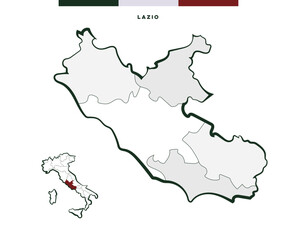 Regione Lazio in Italia - mappa vettoriale  © Jessica Paradis