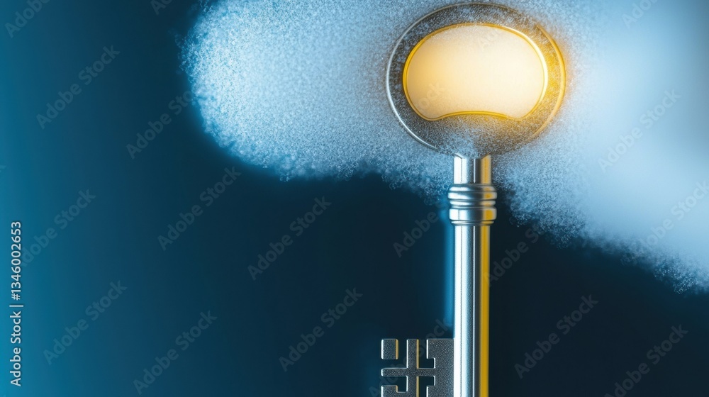 Poster lamp illuminating a textured background in soft colors.