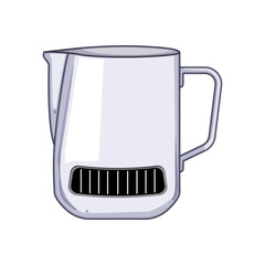 foam milk frothing pitcher cartoon vector illustration