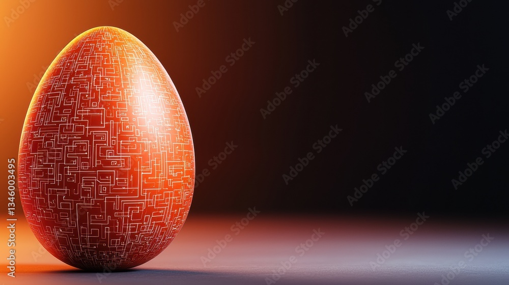 Poster abstract patterned egg against a gradient background.