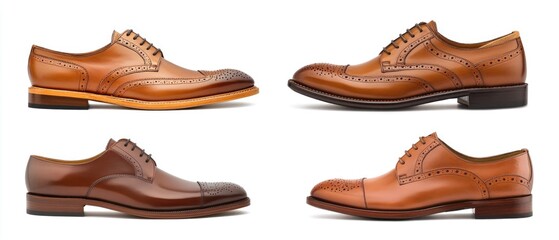 Four different types of men's shoes on a white background, perfect for advertising or product display