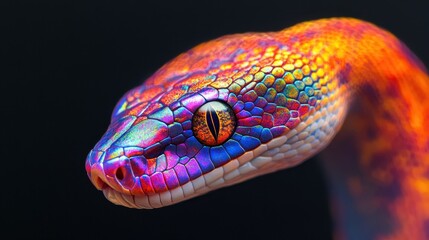 Fototapeta premium Vibrant Colorful Snake Close-Up with Stunning Scale Patterns