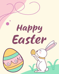 Celebrate easter with bunny and decorated eggs for a springtime holiday greeting. Perfect for Spring Invitations, Holiday Branding, and Creative Event Projects