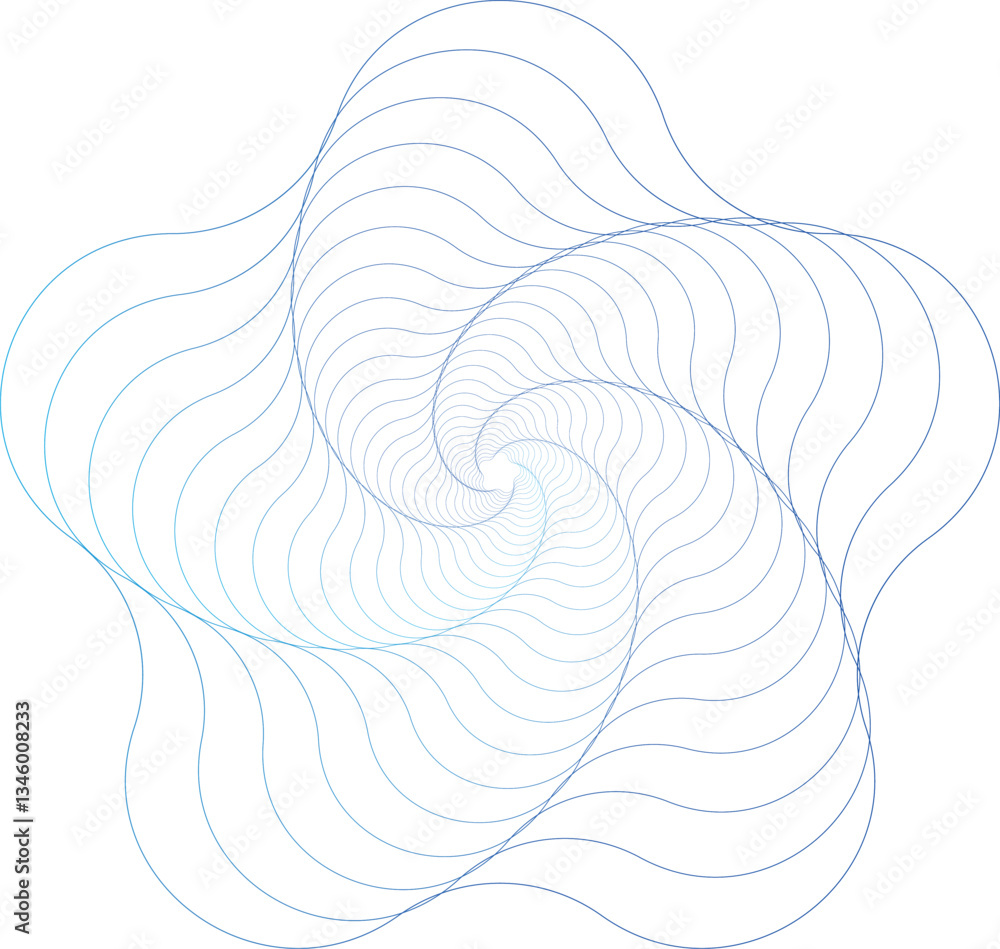 Poster abstract swirl design: a mesmerizing spiral pattern with flowing lines in shades of blue creates an 
