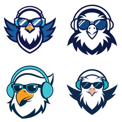 animal head icon set logo vector art illustration 