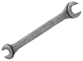 Old steel wrench isolated on a transparent background. PNG.