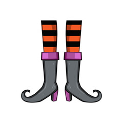 shoes witch legs cartoon vector illustration