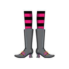magic witch legs cartoon vector illustration