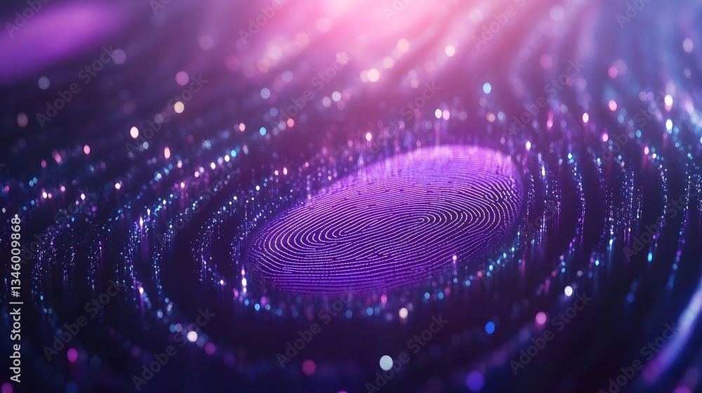 Aufkleber Glowing fingerprint illustrating identity verification and data protection