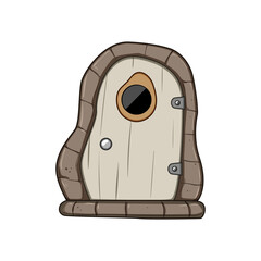hidden wooden door fairy tale house cartoon vector illustration