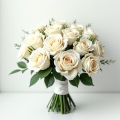 Obraz premium A bouquet of white roses, symbolizing love and purity