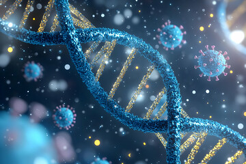 DNA strand, virus particles, science background, medical research