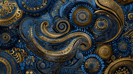 Bold Blue And Gold Geometric Pattern Design