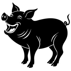 A pig laughing uncontrollably silhouette vector illustration